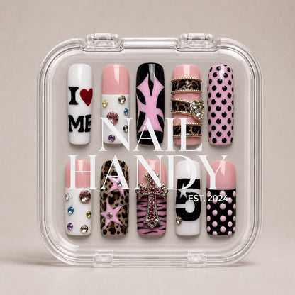 Pink Rebel Press-On Nail Set - press-on nail set in Nail Handy packaging
