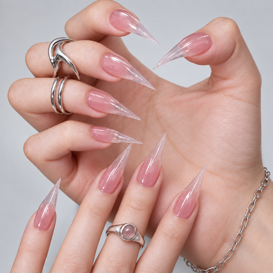 Blush Glass Claw Press-On Nails