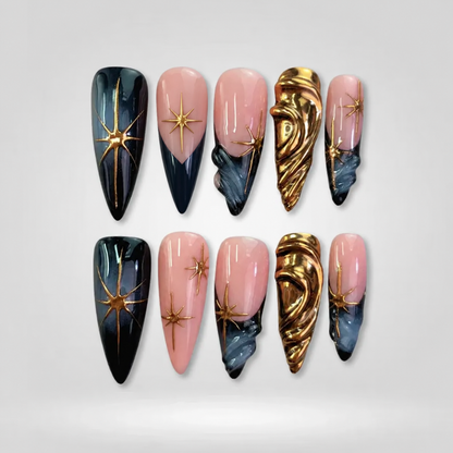 Royal Flame 3D Chrome Press-On Nails
