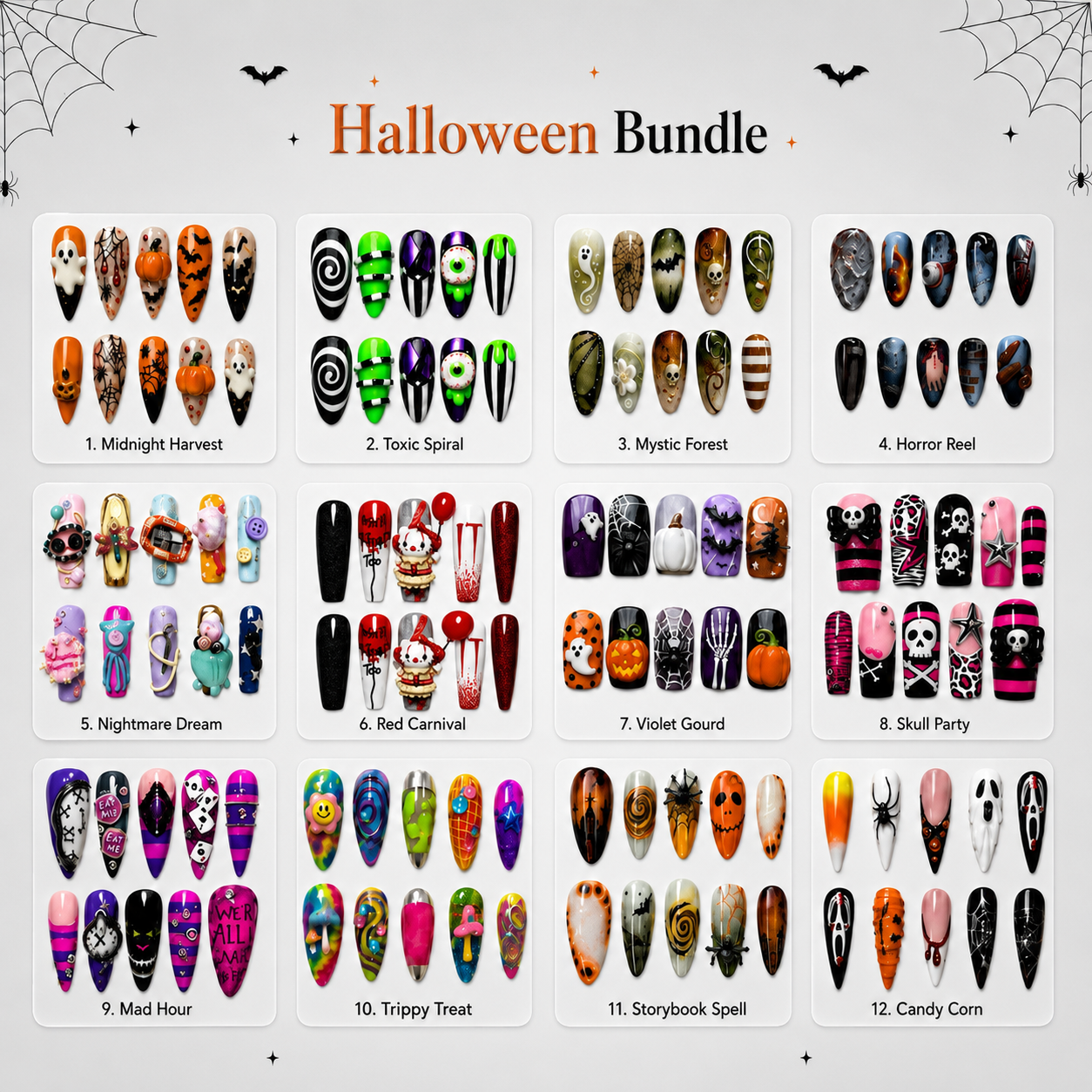 Spooky 3D Halloween nails with sculpted details