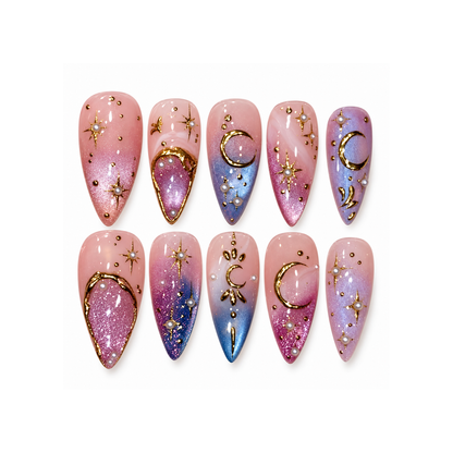 Celestial Moonlight Galaxy Press-On Nails
