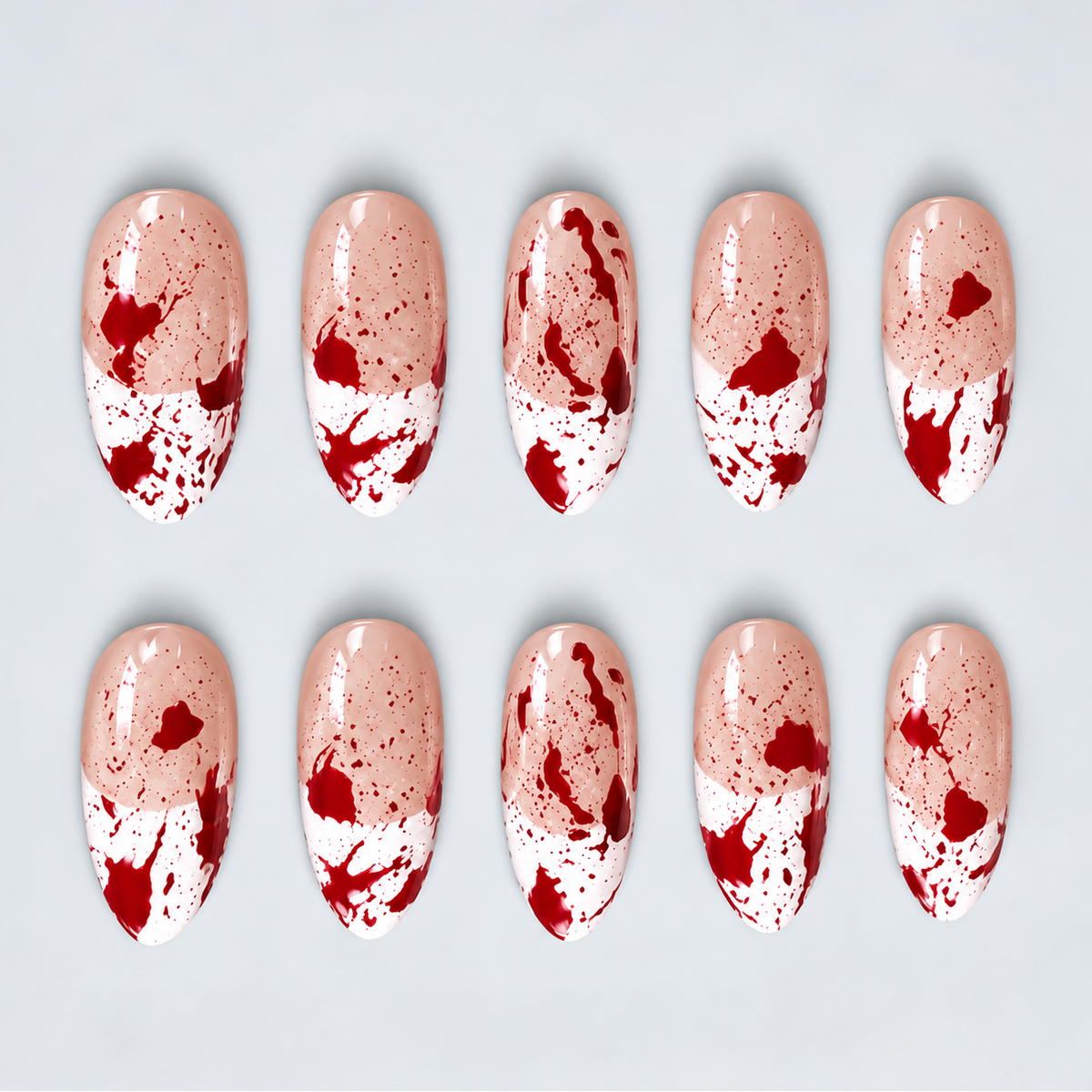 Crimson Evidence Halloween Almond Press-On Nails