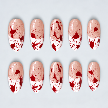 Crimson Evidence Halloween Almond Press-On Nails