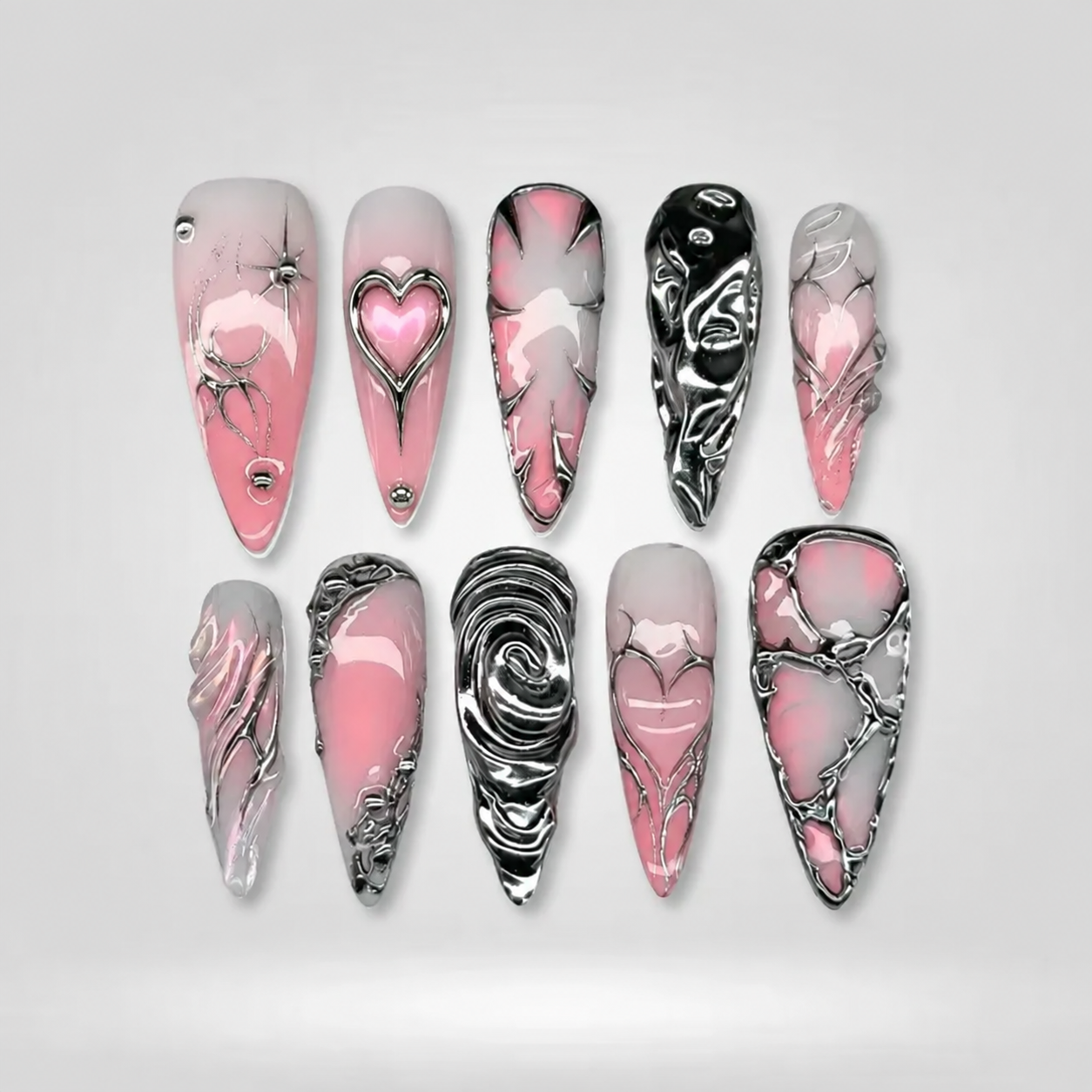 Shadow Glow 3D Gothic Press-On Nails