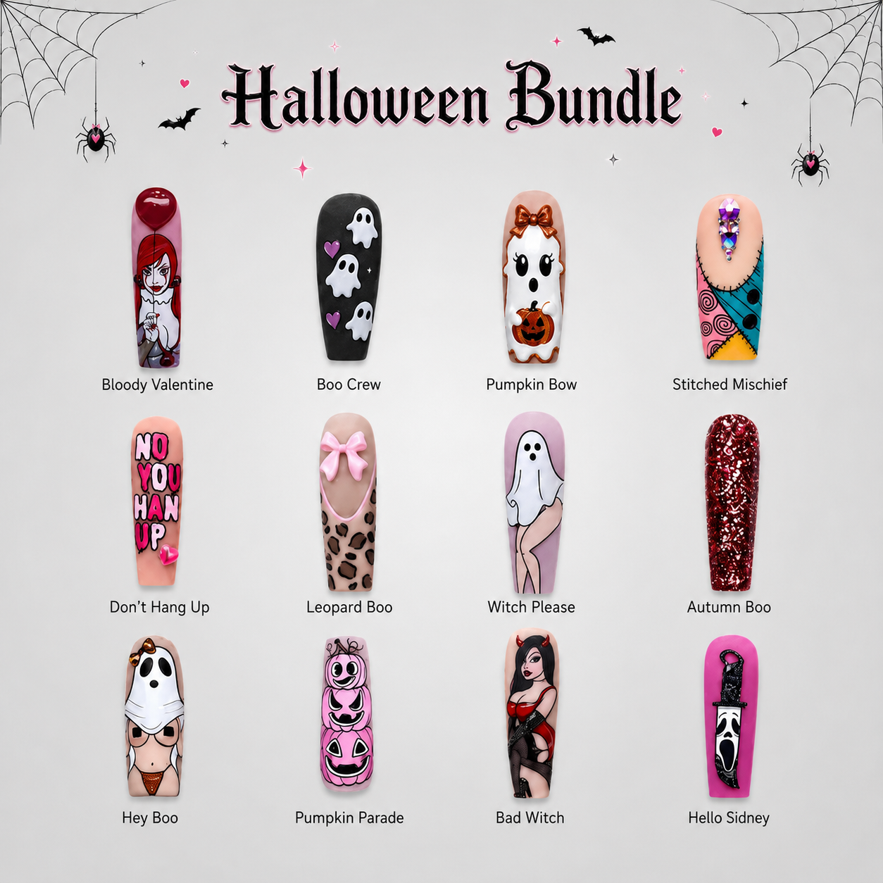 Flirty Sweetheart Halloween bundle — 12 press-on nail sets