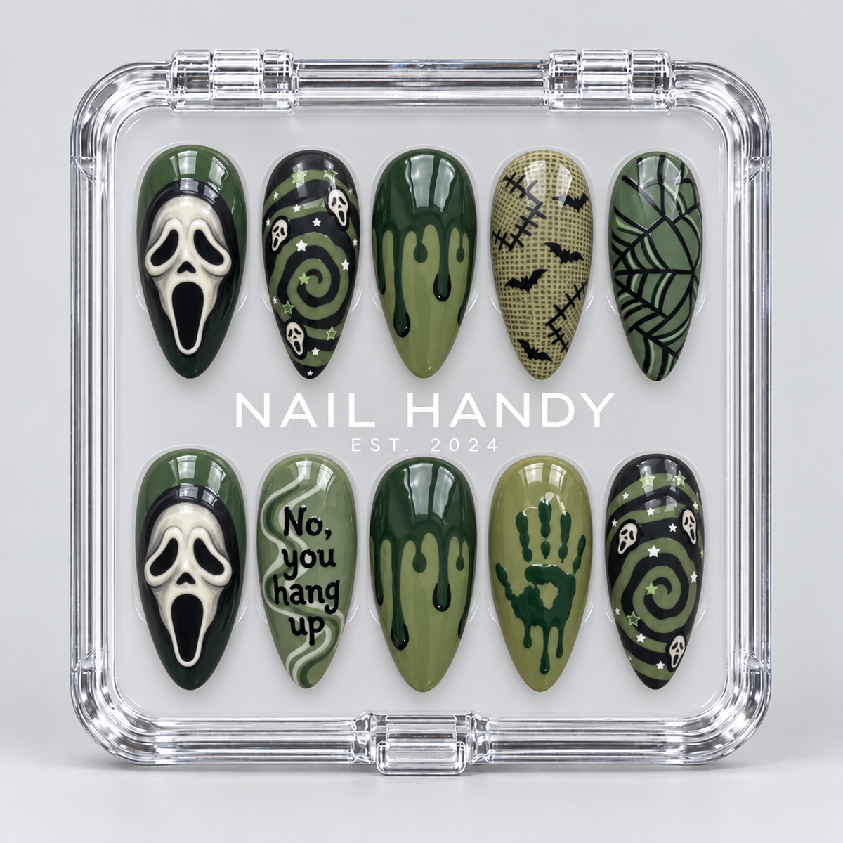 Dead Line Halloween Almond Press-On Nails