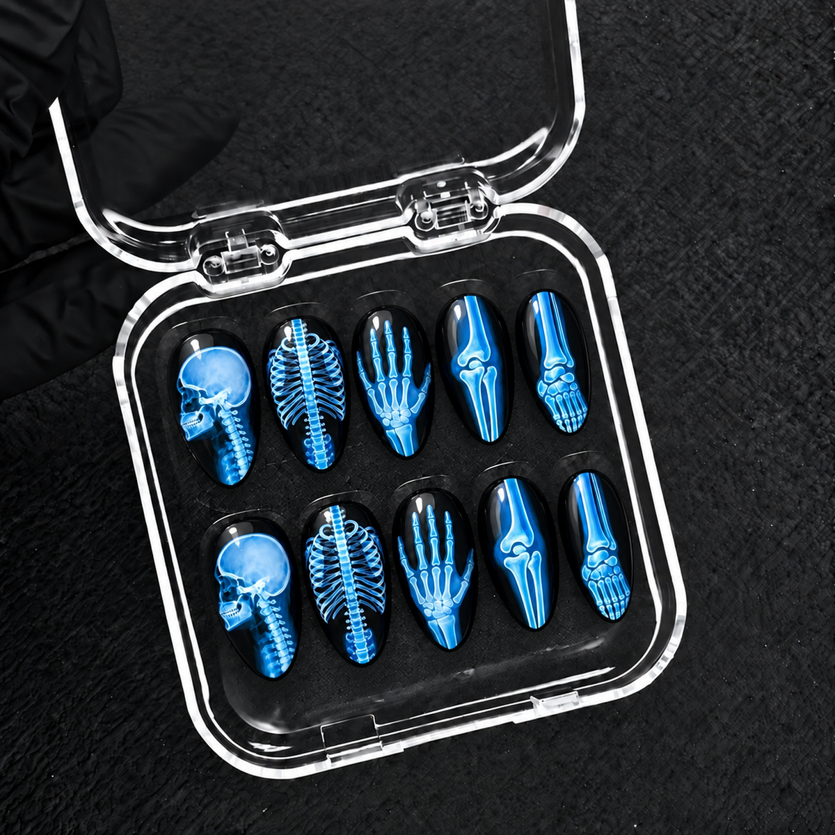 Afterglow X-Ray Halloween Almond Press-On Nails