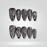 Galaxy Noir 3D Press-On Nails
