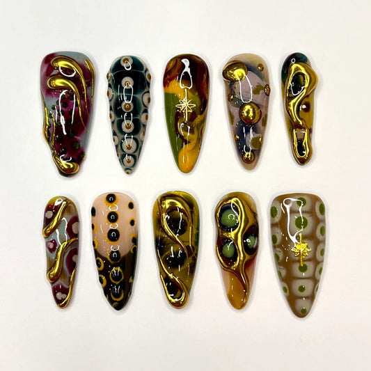 Mystic Swirl Nailbox – 3D Accent Press-On Nails