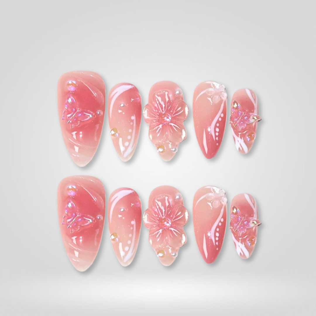 Blush Bloom press-on nails