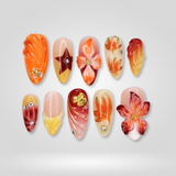 Vintage Bloom press-on nails — hand-painted florals with crystals