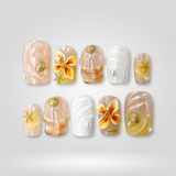 Pearl Dream square press-on nails with pearl and crystal gems