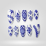 Indigo Bloom press-on nails