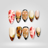 Golden Wild press-on nails — tortoise shell with gold on almond