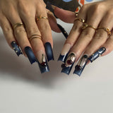Midnight Cherry 3D press-on nails — glossy 3D cherries on square nails